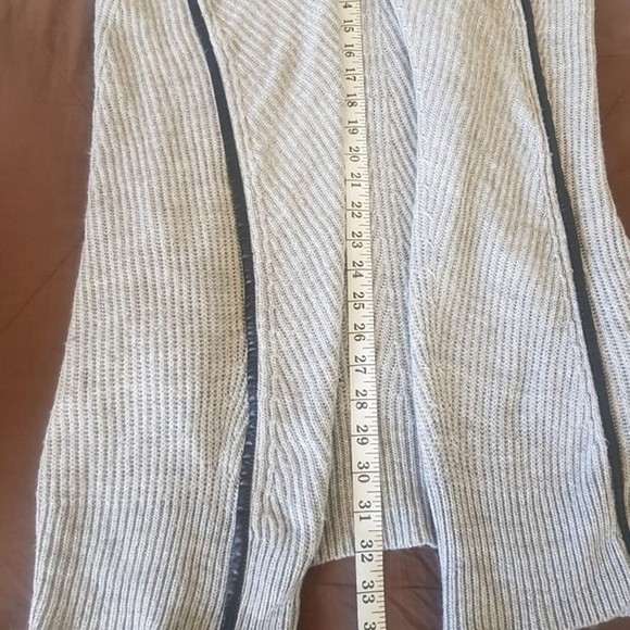 Fate Grey Cardigan Open Sweater Size Small Black line Panel Duster Thick Ribbed - Picture 11 of 12